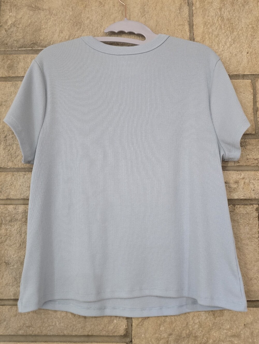 Old Navy Snug Rib Crew-Neck Tee Shirt Light Blue Size XL - Picture 4 of 6